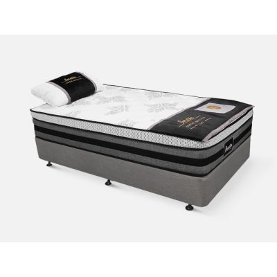 Vinson Fabric King Single Bed with Luxury Latex Mattress - Grey