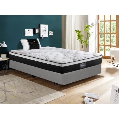 Vinson Fabric Single Bed with Premier Back Support Mattress - Grey