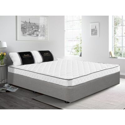 VINSON Fabric Queen Bed with Basic Mattress - GREY