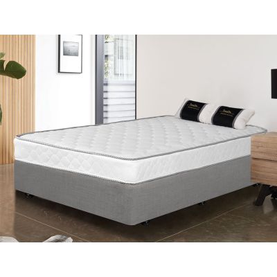 VINSON Fabric Queen Bed with Basic Mattress - GREY