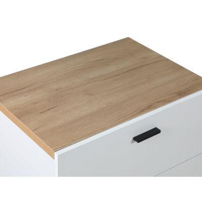 Zach Wooden Bedside Table with Drawers - White