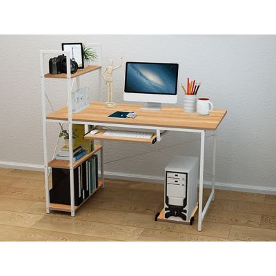 GAYLE 120cm Computer Desk with Bookshelf - WALNUT