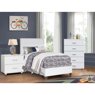 LOGAN King Single Bedroom Furniture Package - WHITE