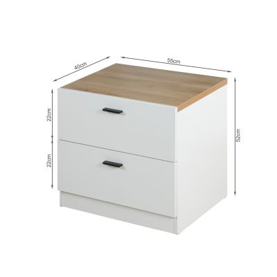 Zach Wooden Bedside Table with Drawers - White