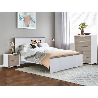 WAIPOUA Queen Bedroom Furniture Package with Tallboy - GREY OAK