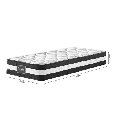 Vinson Fabric Single Bed with Ultra Comfort Mattress - Black