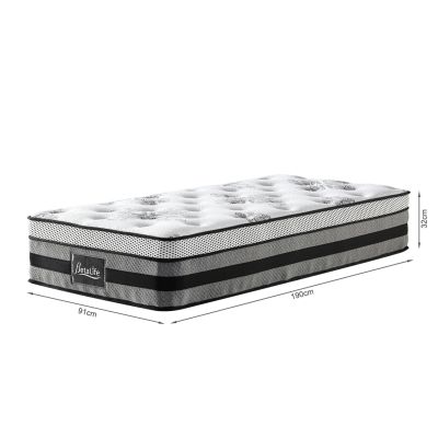 Vinson Fabric Single Bed with Luxury Latex Mattress - Black