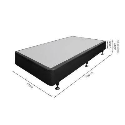 Vinson Fabric Single Bed with Luxury Latex Mattress - Black