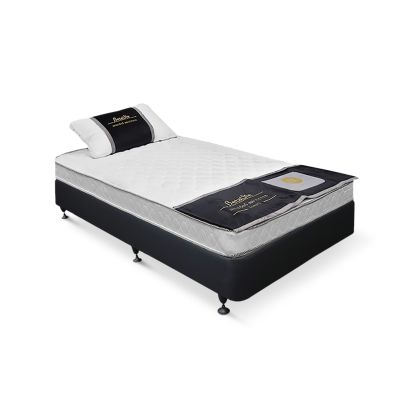 Vinson Fabric King Single Bed with Basic Mattress - Black