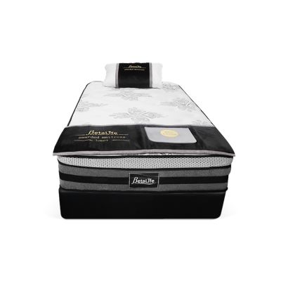 Vinson Fabric King Single Bed with Luxury Latex Mattress - Black