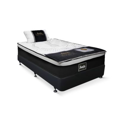 Vinson Fabric King Single Bed with Premier Back Support Mattress - Black