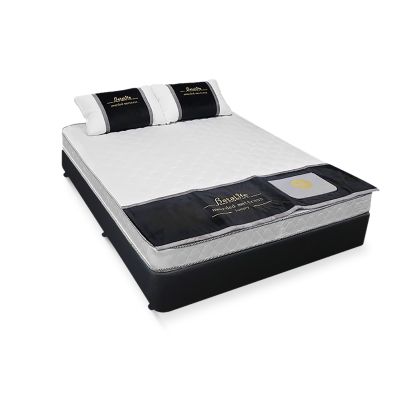 Vinson Fabric Double Bed with Basic Mattress - Black