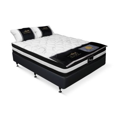 Vinson Fabric Double Bed with Ultra Comfort Mattress - Black