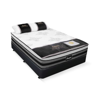 Vinson Fabric Double Bed with Luxury Latex Mattress - Black