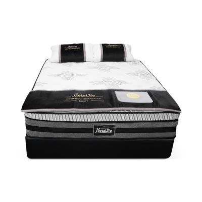 Vinson Fabric Double Bed with Luxury Latex Mattress - Black
