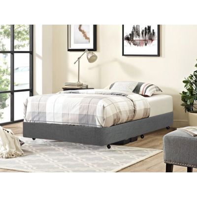 Vinson Fabric Single Bed Base - Grey