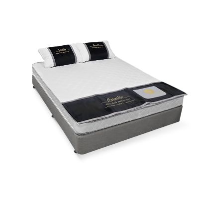 Vinson Fabric Double Bed with Basic Mattress - Grey