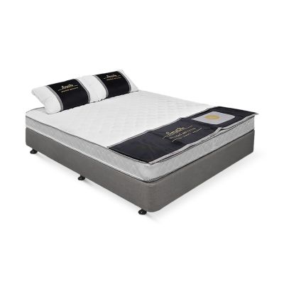Vinson Fabric Double Bed with Basic Mattress - Grey
