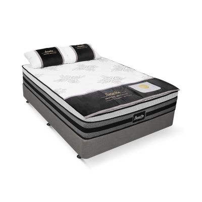 Vinson Fabric Double Bed with Luxury Latex Mattress - Grey
