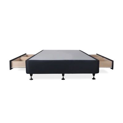 Charles Fabric Double Bed Base 4 Drawers - Black