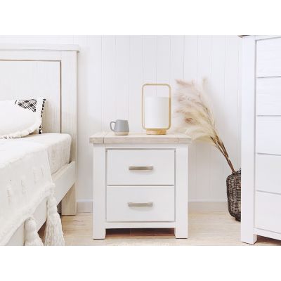 Aurora Solid Wood Bedside Table - White
