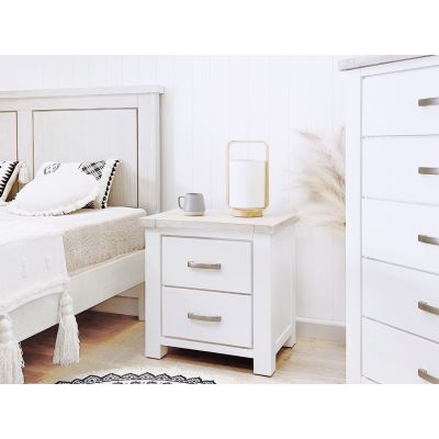 Aurora Solid Wood Bedside Table - White