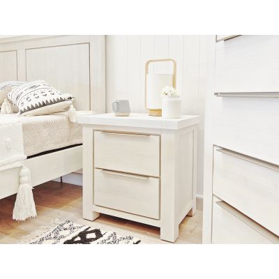 Lincoln Solid Wood Bedside Table - White