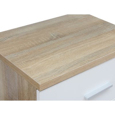 Bram Bedside Table - Oak + White