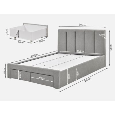 HLOLELA Queen Bed Frame with Storage - LIGHT GREY