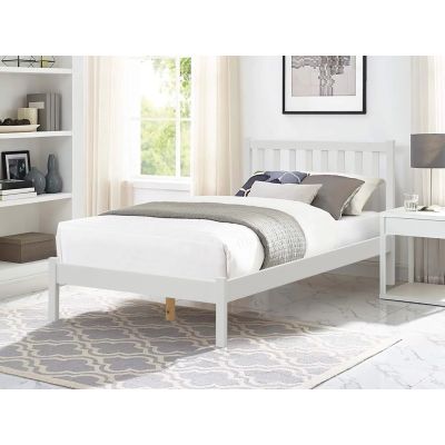 Baker King Single Wooden Bed Frame - White
