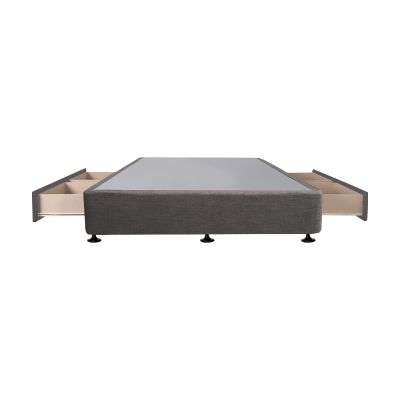 CHARLES Fabric Queen Bed Base 4 Drawers - SLATE