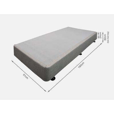 Vinson Fabric Single Bed with Basic Mattress - Grey
