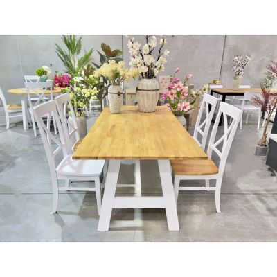 Bali 6 Seater Dining Table - Oak + White