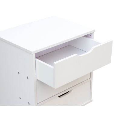 DREW Bedside Table Nightstand - WHITE
