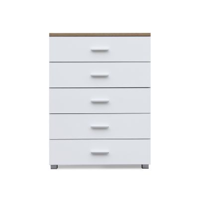 Bram Bedroom Storage Package with Tallboy 5 Drawers - Oak + White