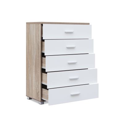 Bram Bedroom Storage Package with Bedside Table - Oak + White