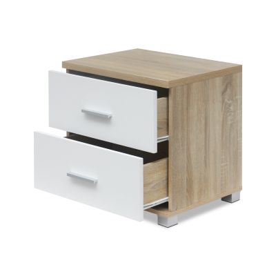 Bram Bedroom Storage Package with Low Boy & Bedside Table - Oak + White