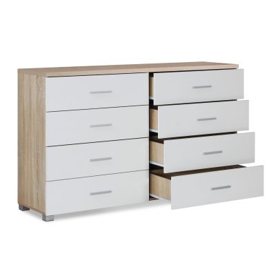 Bram Bedroom Storage Package with Low Boy 6 Drawers - Oak + White