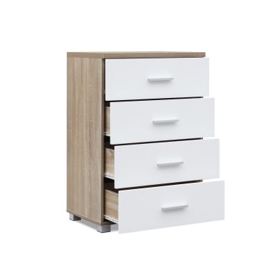Bram Bedroom Storage Package with Low Boy & Bedside Table - Oak + White