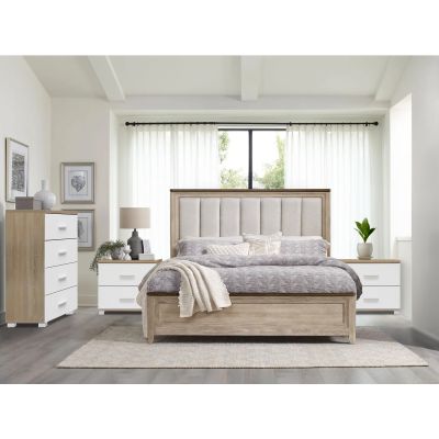 Bram Bedroom Storage Package with Tallboy 4 Drawers - Oak + White
