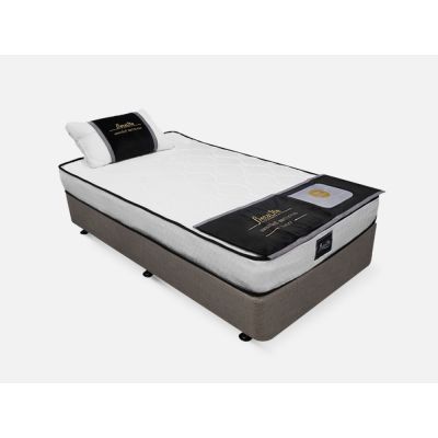 Vinson Fabric Single Bed with Deluxe Mattress - Slate