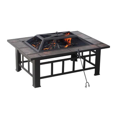 Fire Pit with Roaster Rotisserie 3-in-1 Rectangle