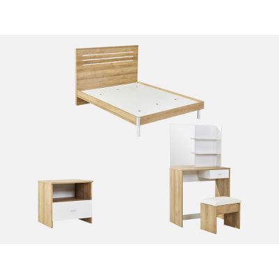 MAKALU Queen Bedroom Furniture Package with Dressing Table - OAK