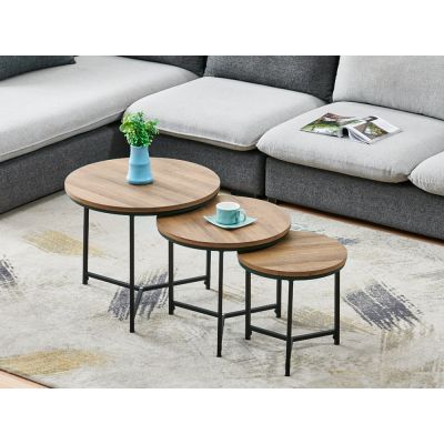 MENA Coffee Table Nest of Tables Side Table 3PCS - WALNUT