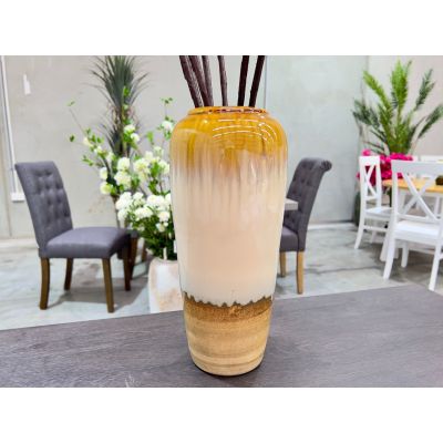 Cleo Glazed Ceramic Vase Yellow - Medium