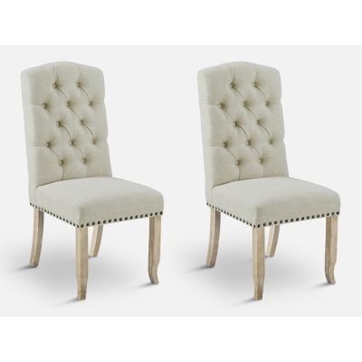 LAYLA 2PCS Upholstered Dining Chair - BEIGE