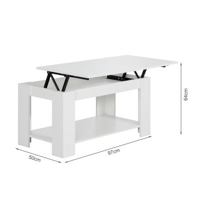 Kendall Coffee Table with Lift Top - White