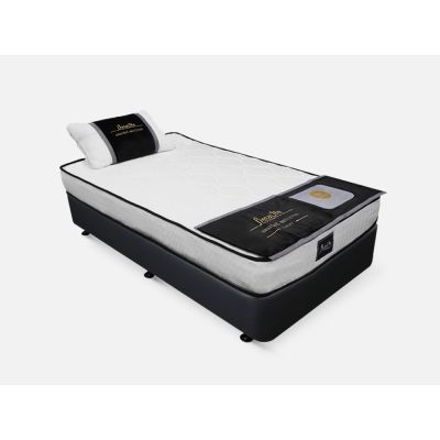 Vinson Fabric Single Bed with Deluxe Mattress - Black