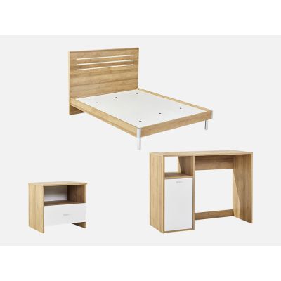 MAKALU Queen Bedroom Furniture Package with Desk - OAK