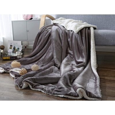 Double Layer Warm Fleece Blanket Throw Blanket - MINERAL GREY